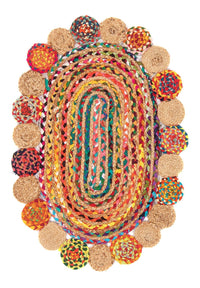 Sisal Rug oval  - 91 x 61 cm - multicolored