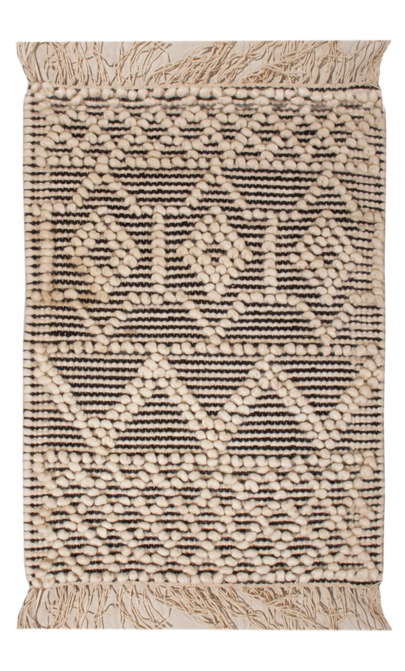Wool Rug - 58 x 46 cm - black and white