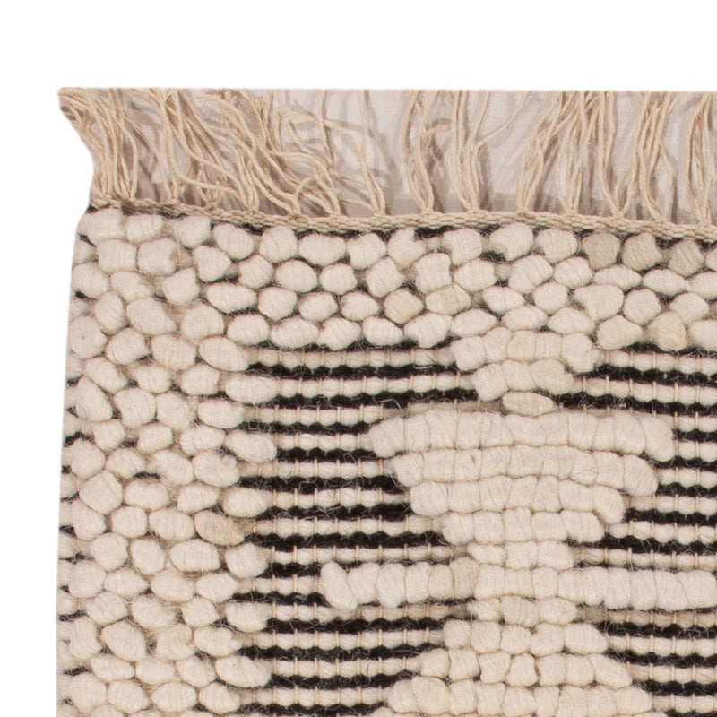 Wool Rug square  - 49 x 46 cm - black and white