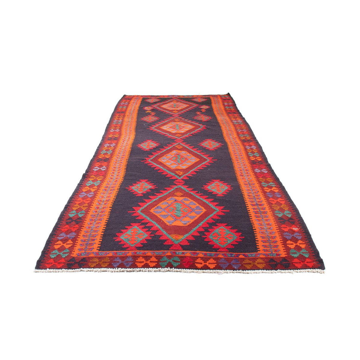 Runner Kelim Rug - Old - 385 x 145 cm - multicolored