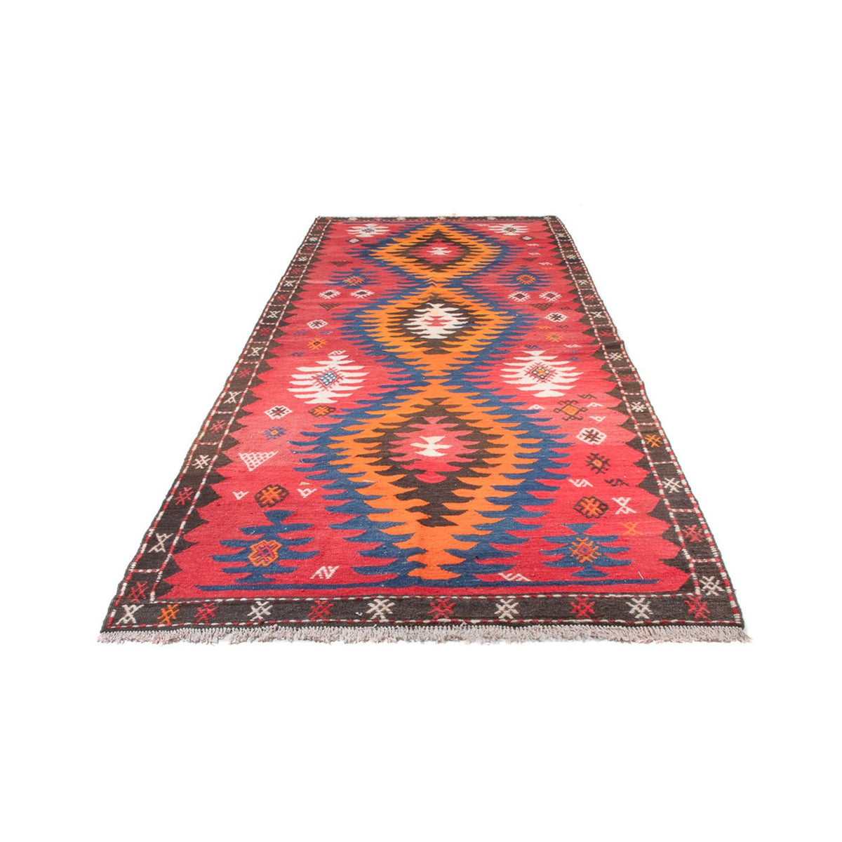 Runner Kelim Rug - Old - 430 x 155 cm - red