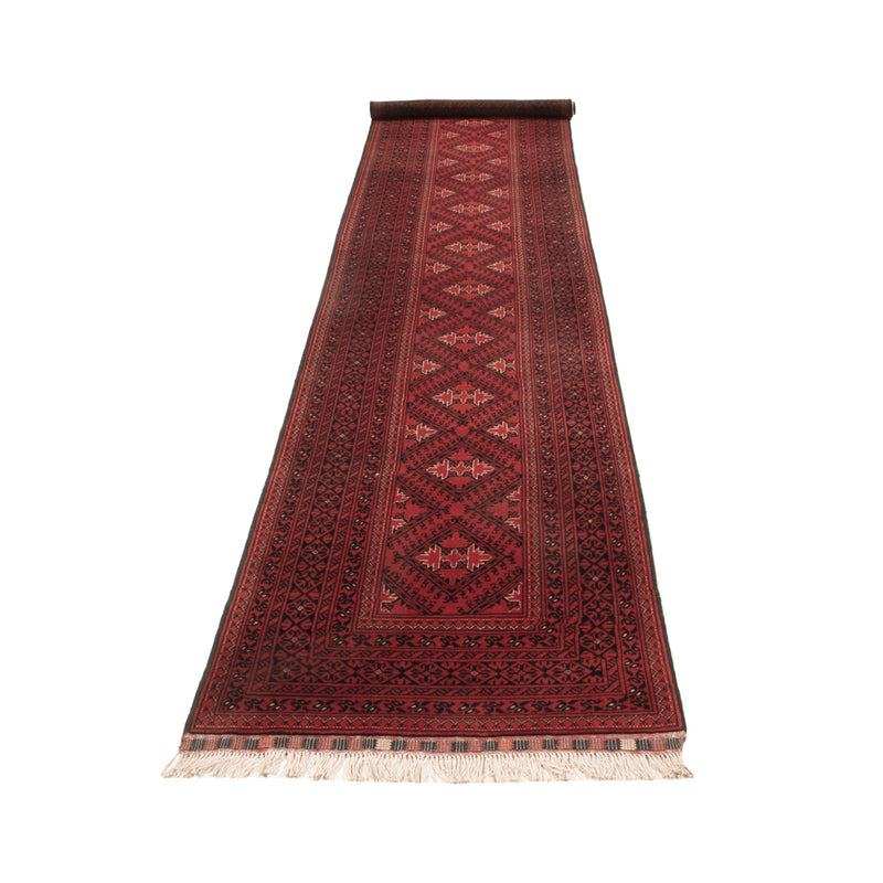 Runner Afghan Rug - 390 x 77 cm - red