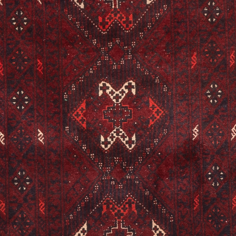 Runner Afghan Rug - 295 x 79 cm - red