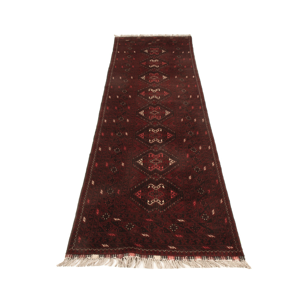 Runner Afghan Rug - 295 x 79 cm - red