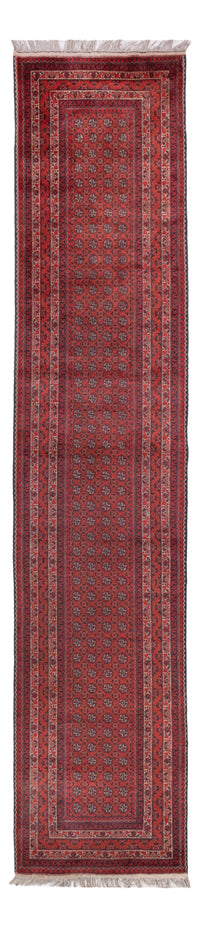 Runner Afghan Rug - Bukhara - 376 x 75 cm - red