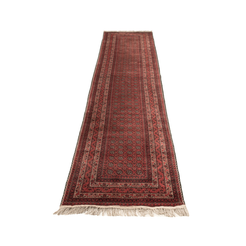 Runner Afghan Rug - Bukhara - 376 x 75 cm - red