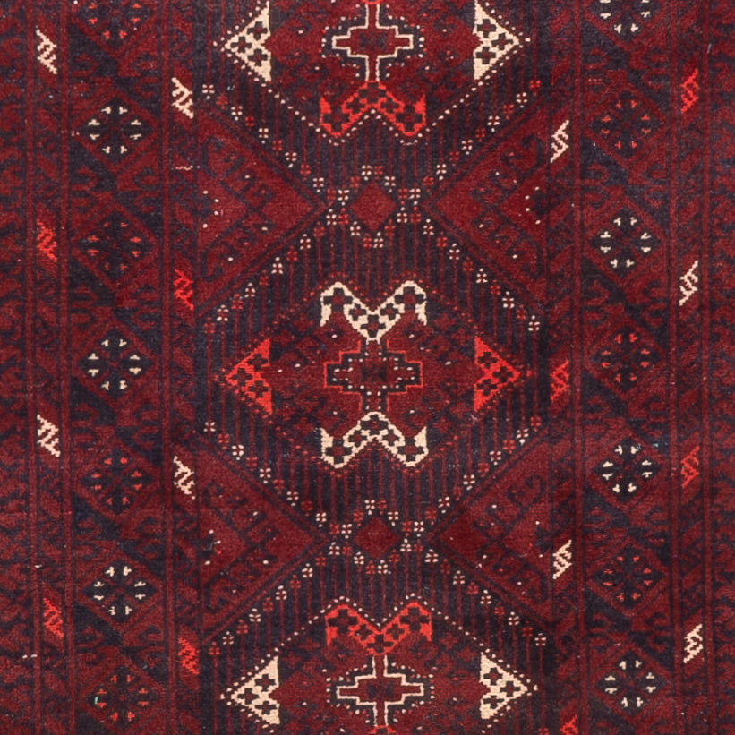 Runner Afghan Rug - 300 x 79 cm - red