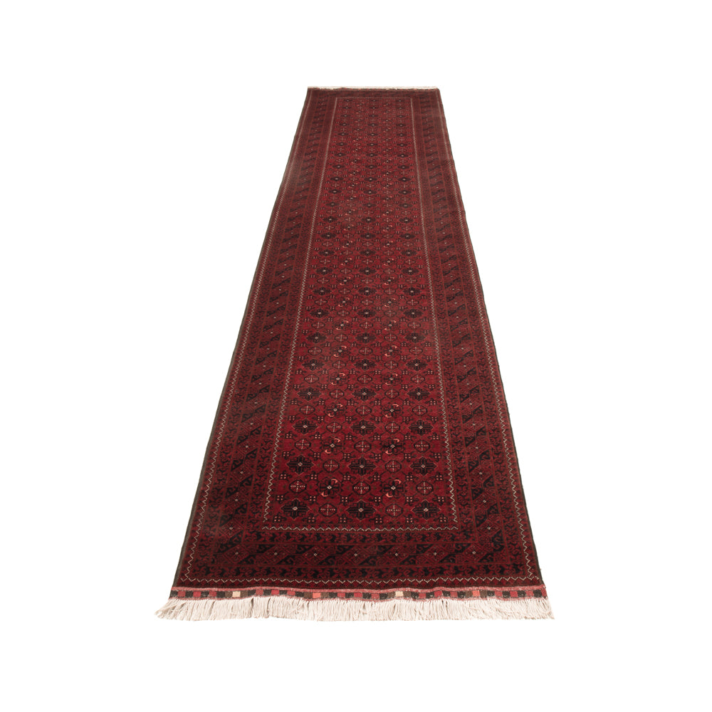 Runner Afghan Rug - 384 x 84 cm - red