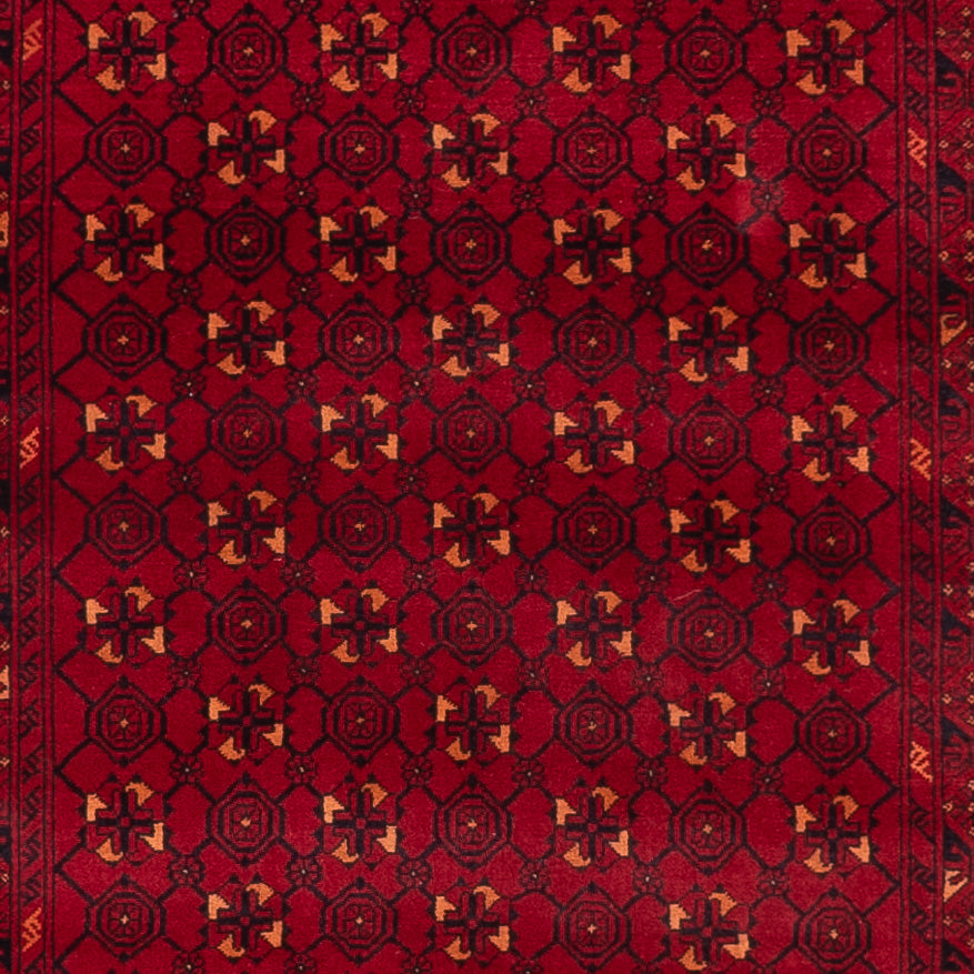 Runner Afghan Rug - 277 x 89 cm - red