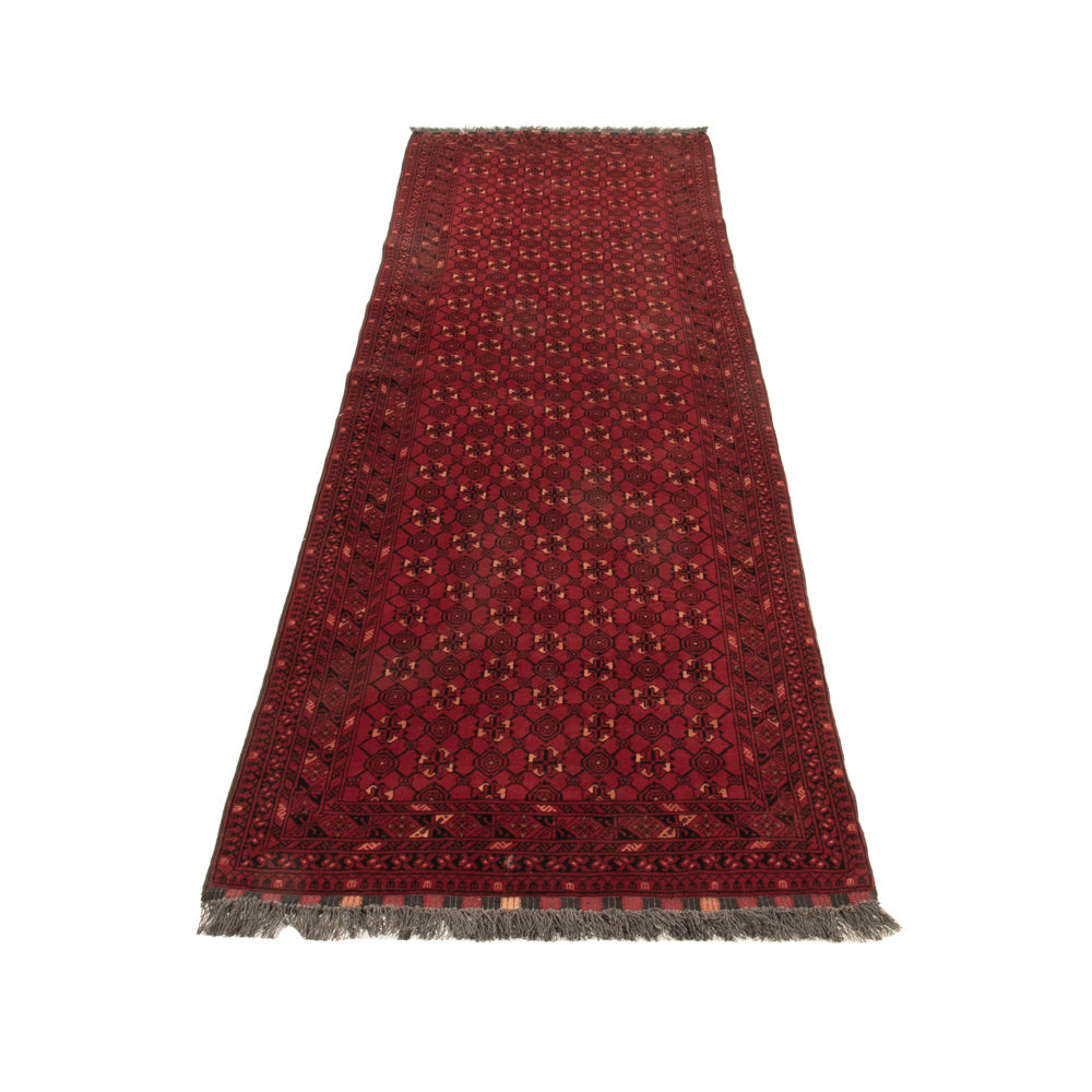 Runner Afghan Rug - 277 x 89 cm - red