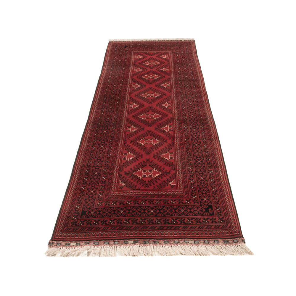 Runner Afghan Rug - 283 x 82 cm - red