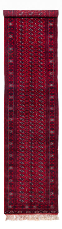 Runner Afghan Rug - Bukhara - 397 x 86 cm - red