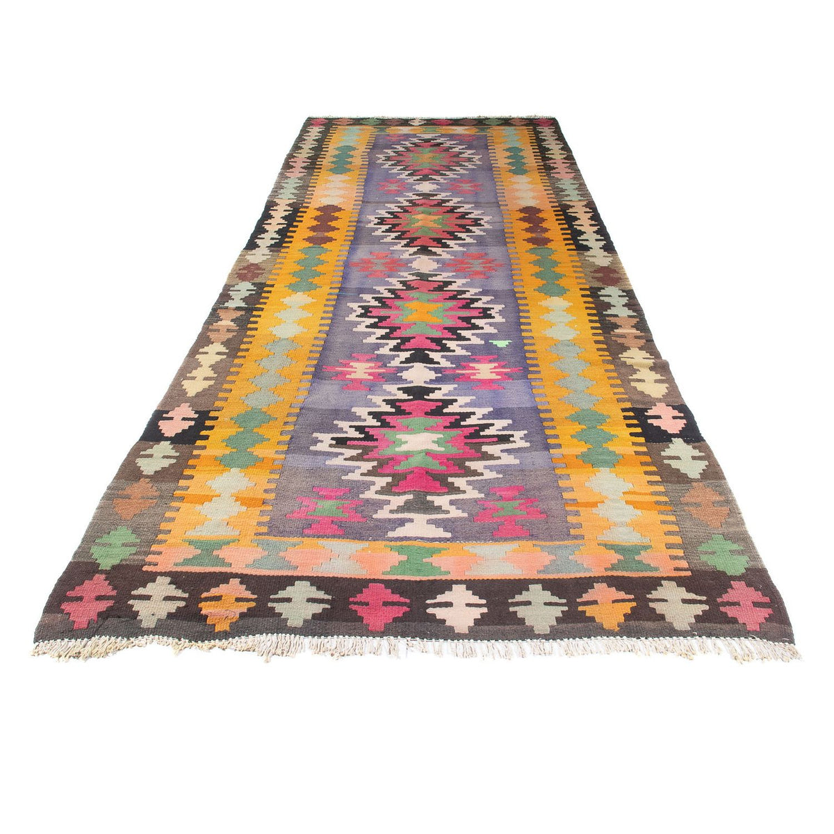 Runner Kelim Rug - Old - 360 x 147 cm - multicolored