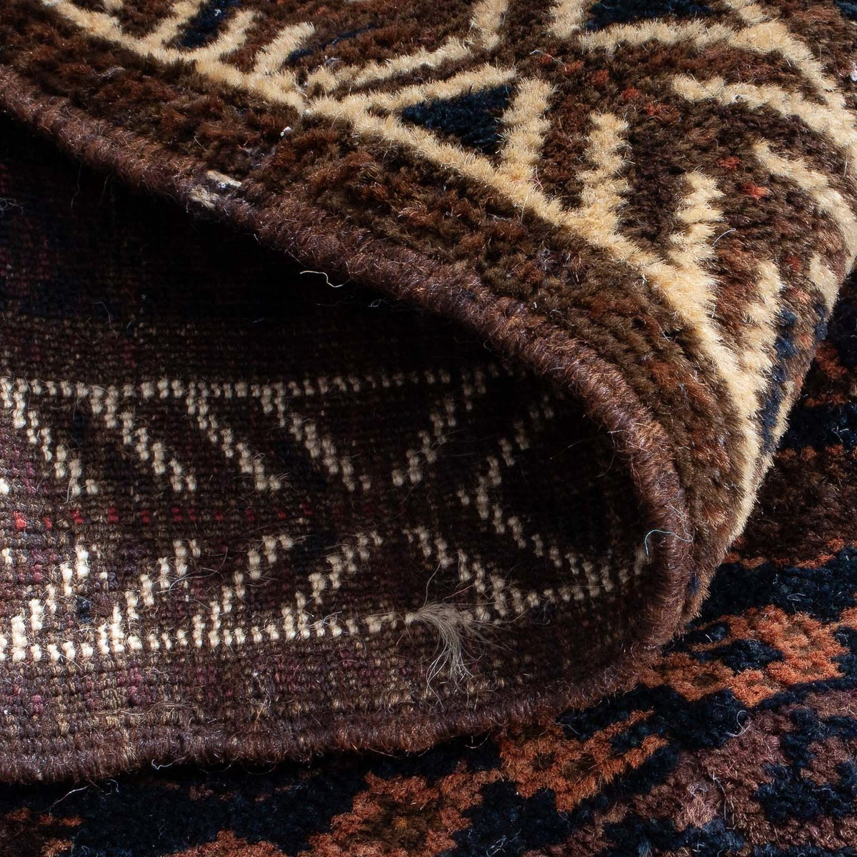 Afghan Rug square  - 80 x 80 cm - brown