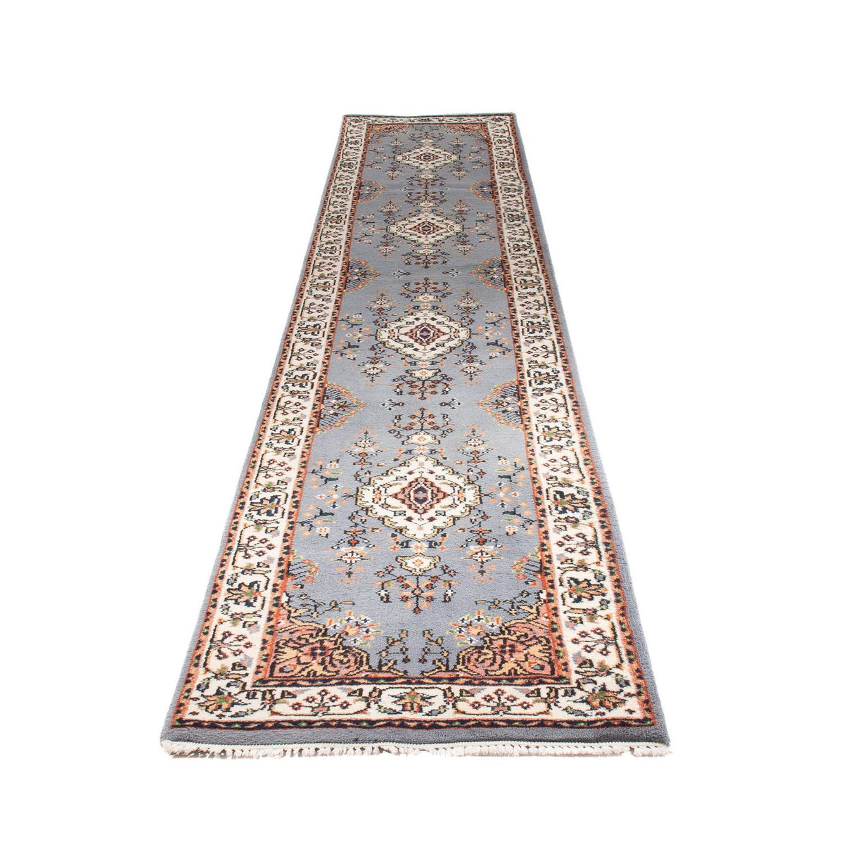 Runner Oriental Rug - Indus - 400 x 80 cm - light blue