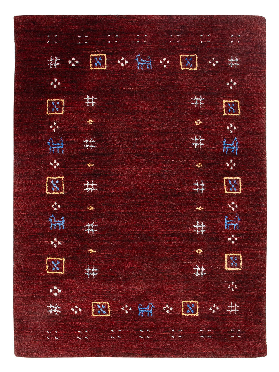 Gabbeh Teppich - Loribaft Softy - 90 x 60 cm - dunkelrot