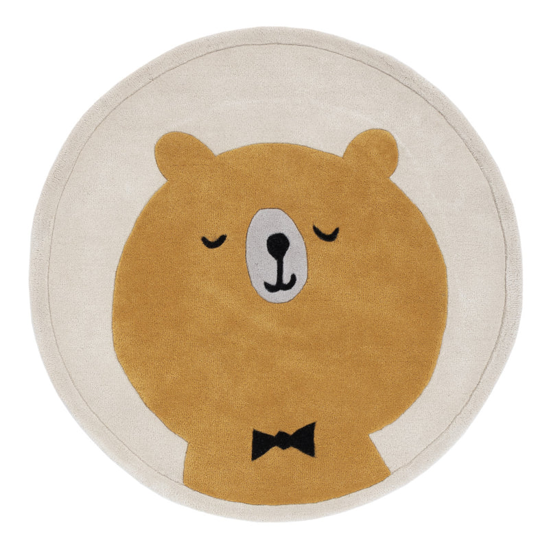 Bear Bow Tie Kids Rug Round