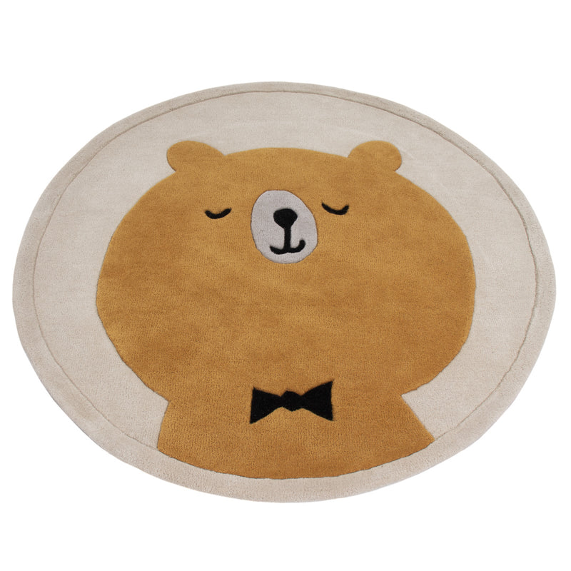 Bear Bow Tie Kids Rug Round