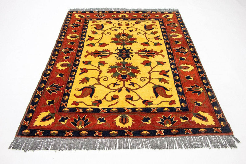Afghan Rug - Hatschlu - 201 x 155 cm - yellow