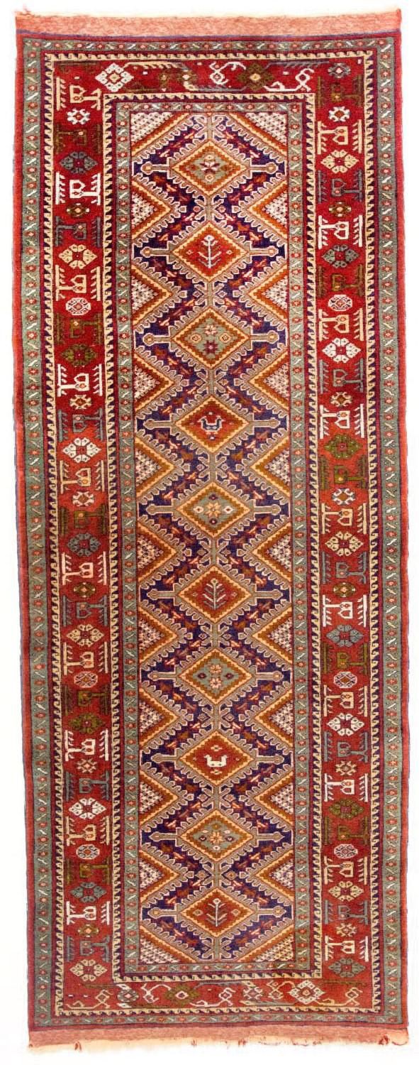 Runner Afghan Rug - 194 x 75 cm - red