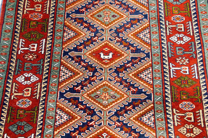 Runner Afghan Rug - 194 x 75 cm - red