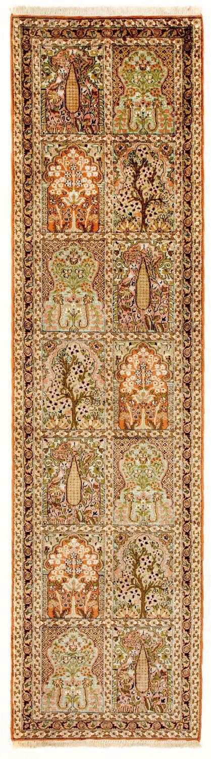 Runner Silk Rug - Kashmir Silk - 313 x 82 cm - multicolored