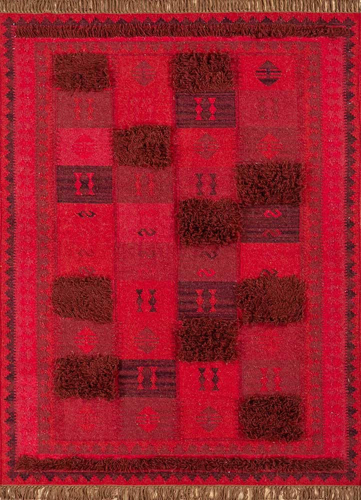 Wool Rug - 225 x 150 cm - red