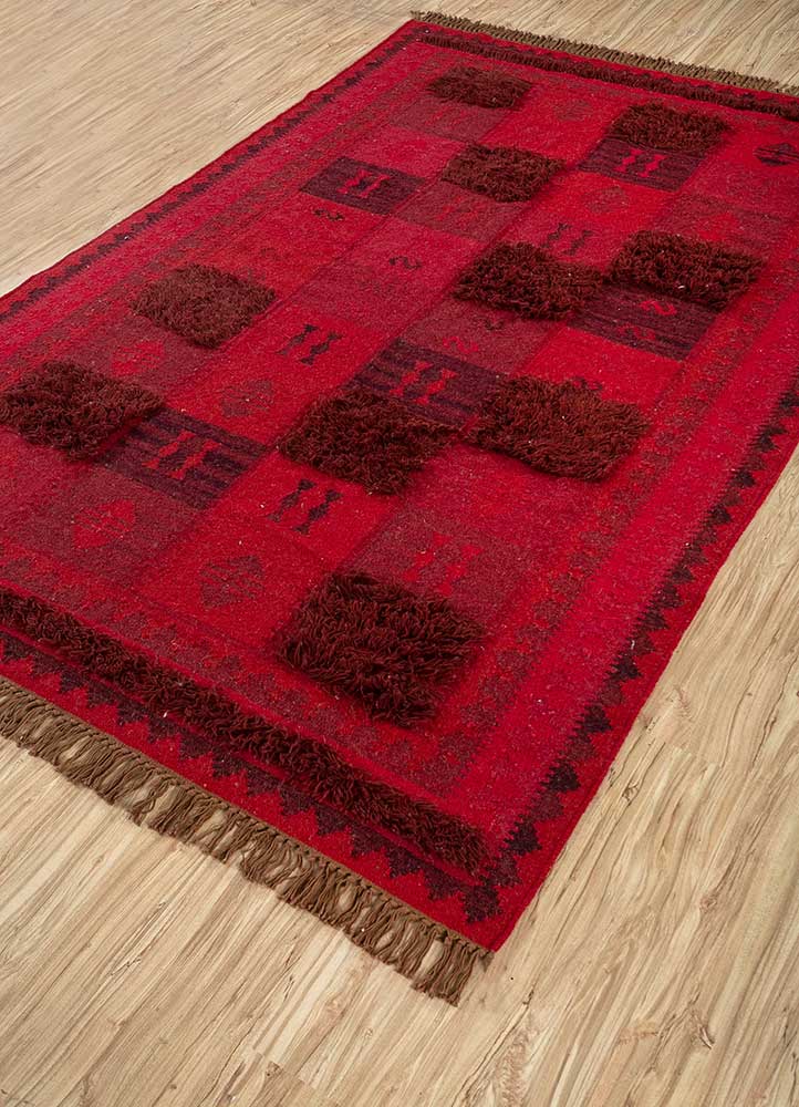 Wool Rug - 225 x 150 cm - red