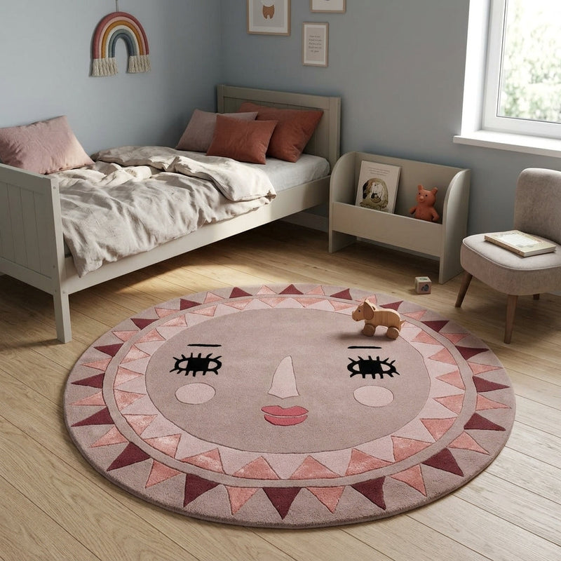 Sun Face Kids Rug Round