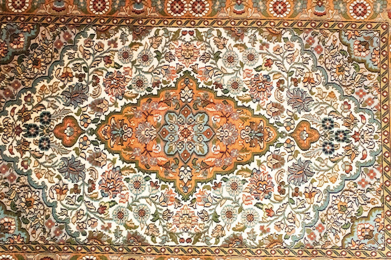 Silk Rug - Kashmir Silk - 120 x 80 cm - beige