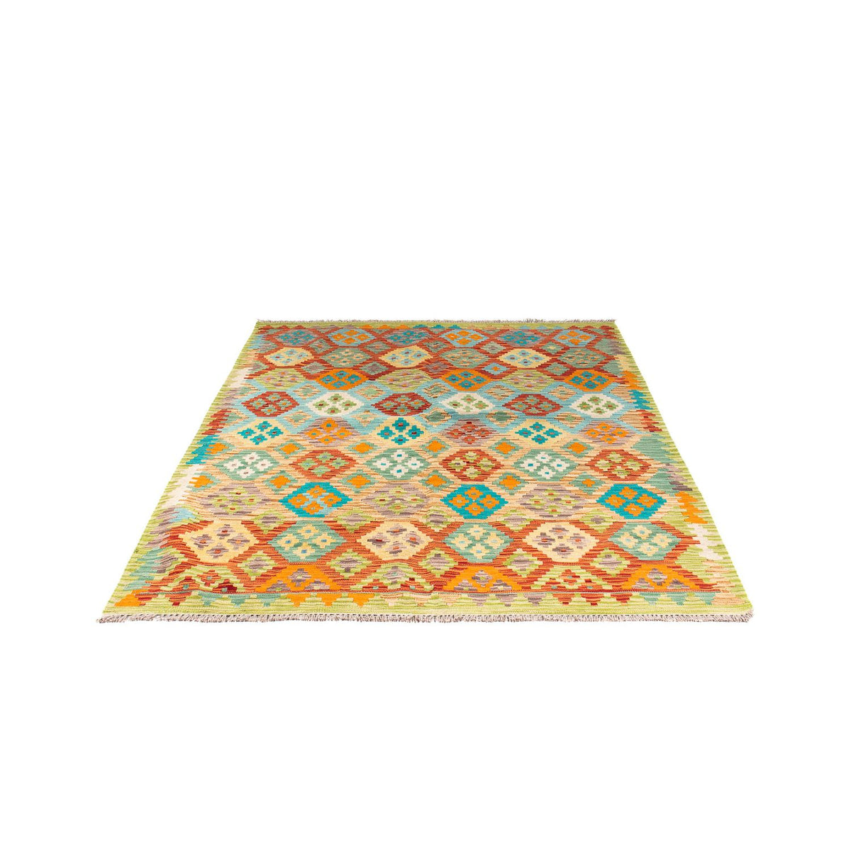 Kelim Rug - Splash - 205 x 155 cm - green