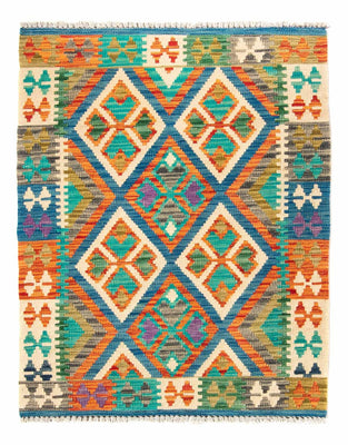 Kelim Rug - Splash - 115 x 92 cm - blue