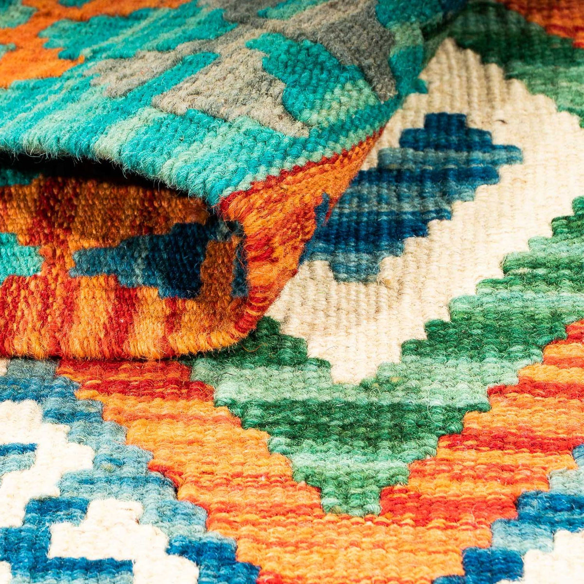 Kelim Rug - Splash - 115 x 92 cm - blue