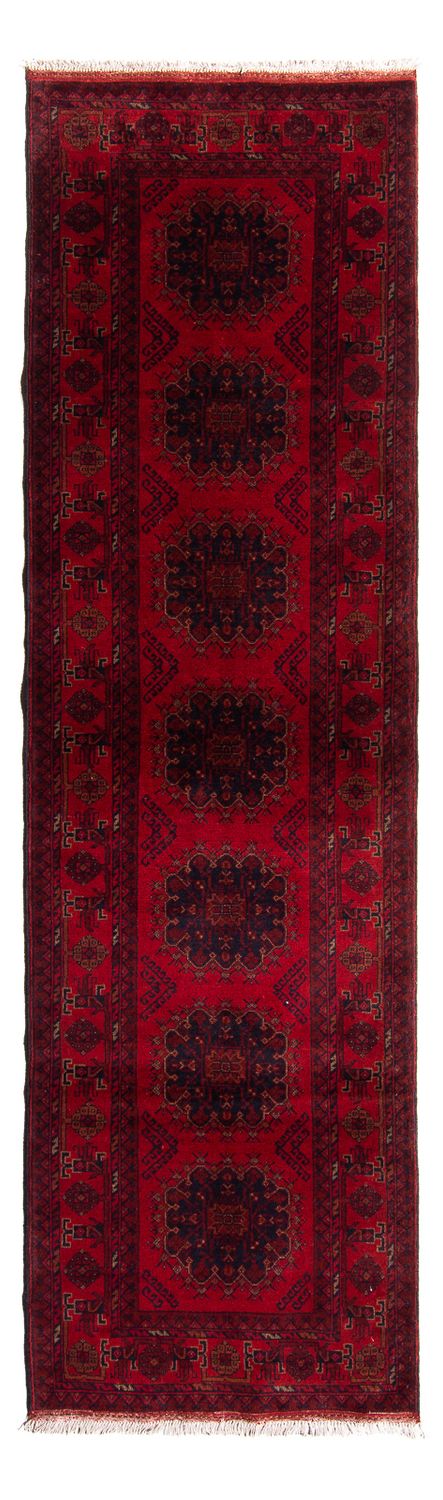 Runner Afghan Rug - Kunduz - 295 x 82 cm - dark red