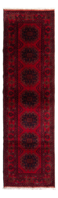 Runner Afghan Rug - Kunduz - 295 x 82 cm - dark red