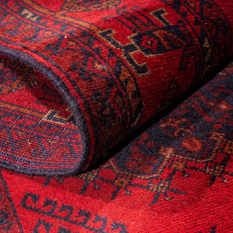 Runner Afghan Rug - Kunduz - 295 x 82 cm - dark red
