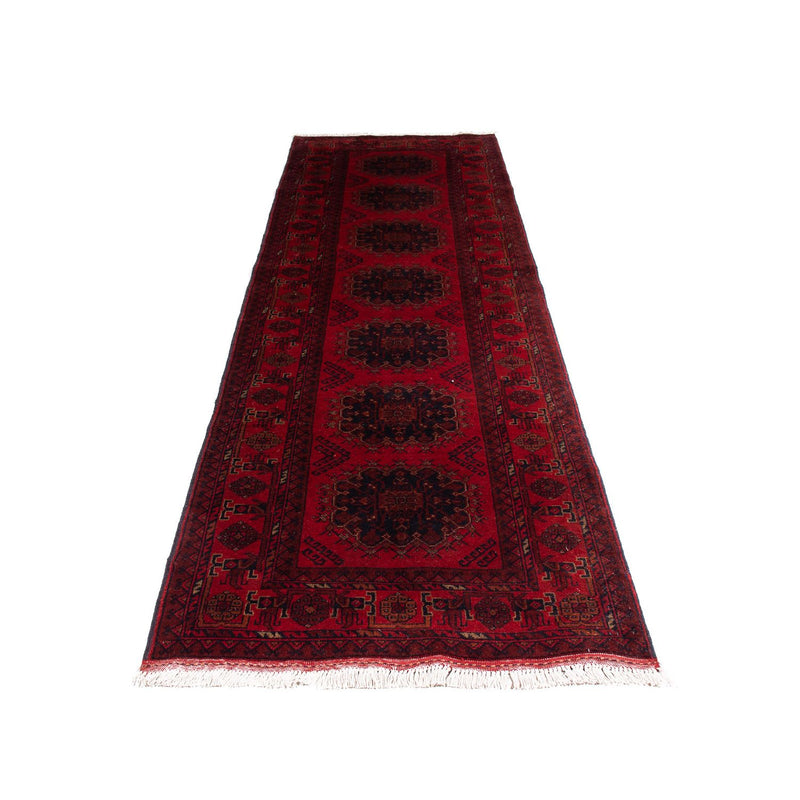 Runner Afghan Rug - Kunduz - 295 x 82 cm - dark red