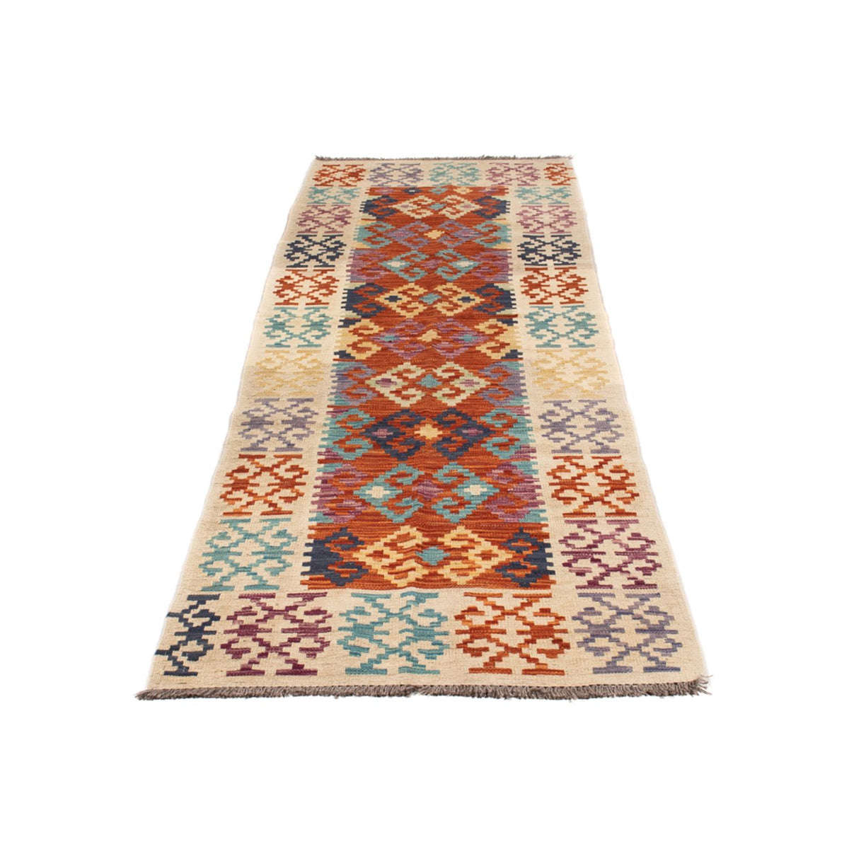 Runner Kelim Rug - Splash - 302 x 83 cm - multicolored