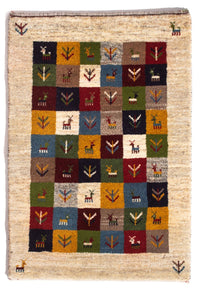 Persian Gabbeh Rug 90x62cm - Perserteppich Wollteppich – product image