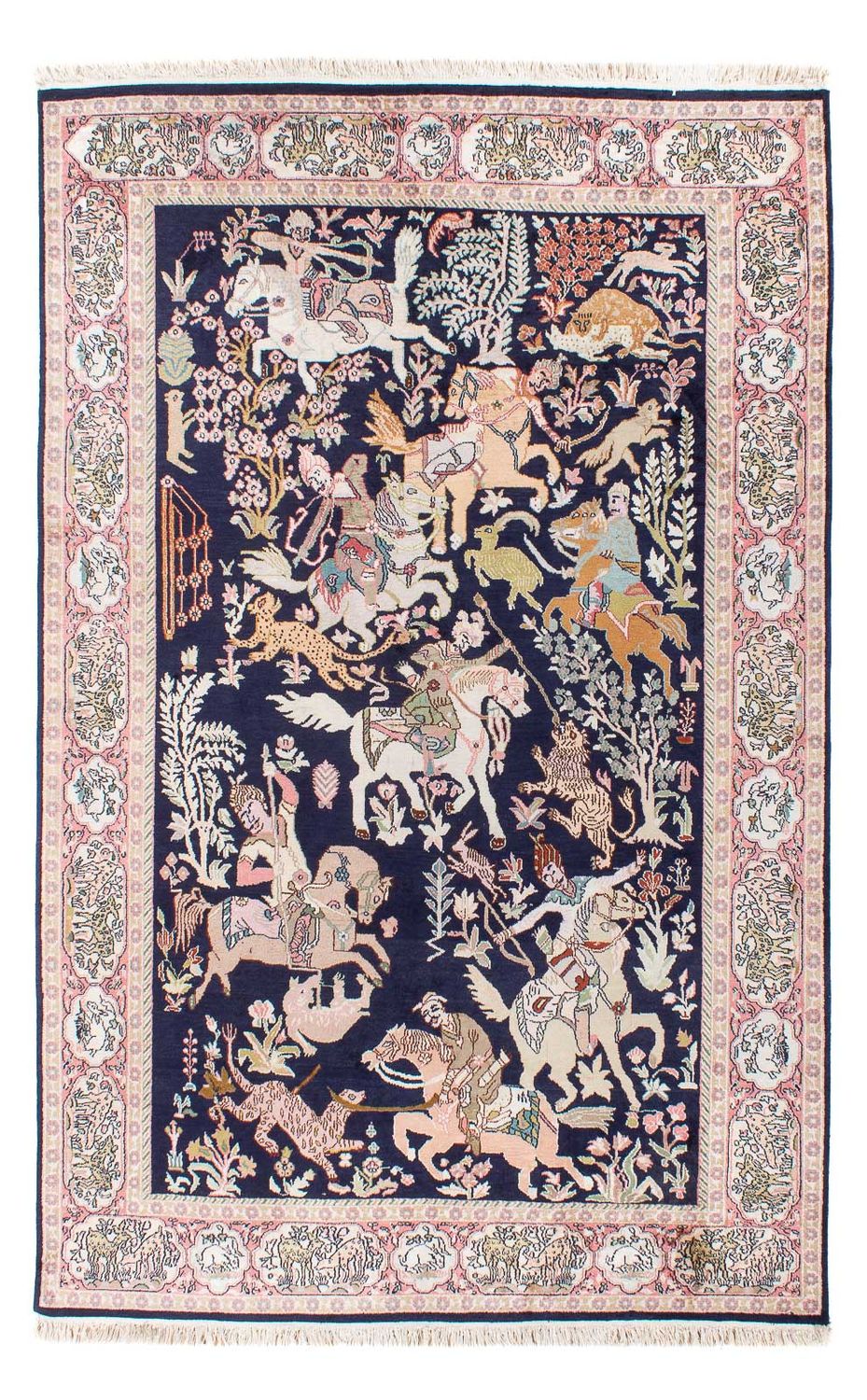 Silk Rug - Kashmir Silk - 215 x 133 cm - dark blue