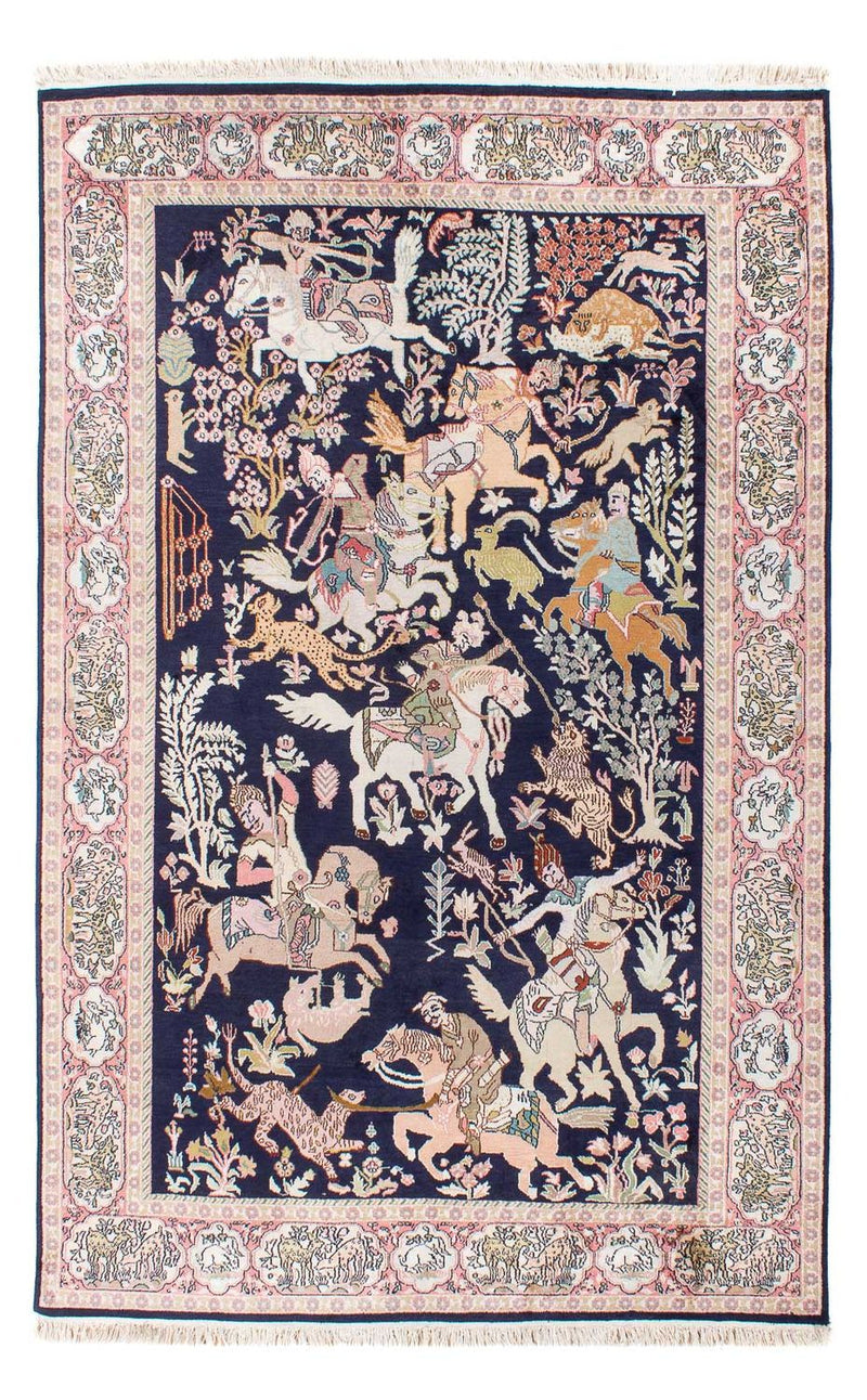 Silk Rug - Kashmir Silk - 215 x 133 cm - dark blue