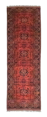 Runner Afghan Rug - Kunduz - 288 x 78 cm - red