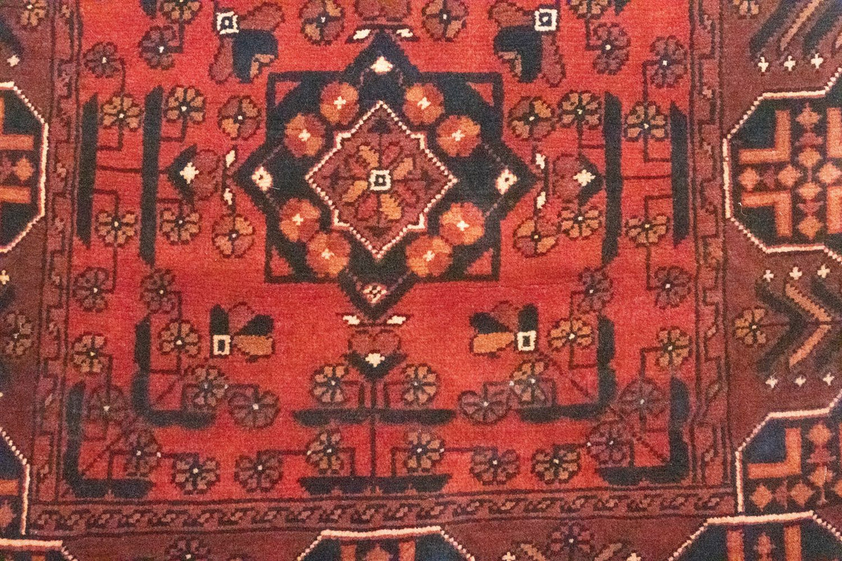 Runner Afghan Rug - Kunduz - 288 x 78 cm - red
