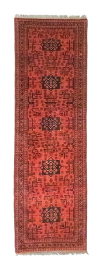 Runner Afghan Rug - Kunduz - 298 x 79 cm - red
