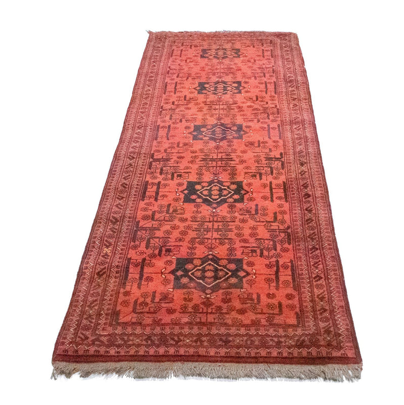 Runner Afghan Rug - Kunduz - 298 x 79 cm - red