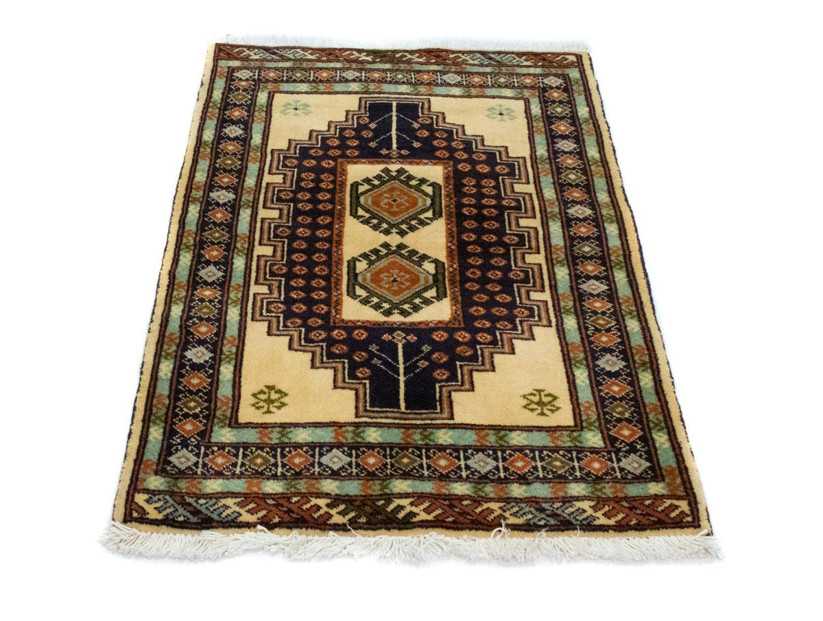 Turkaman Rug - 91 x 64 cm - blue