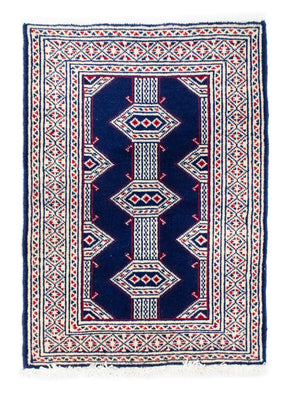 Turkaman Rug - 90 x 62 cm - blue