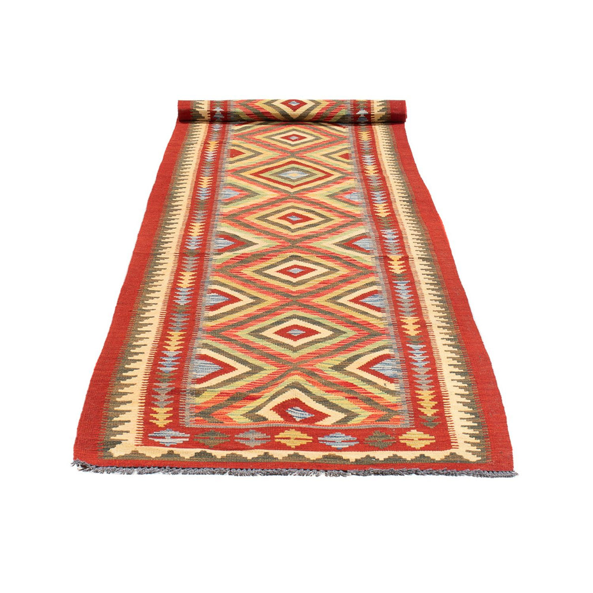 Runner Kelim Rug - Splash - 402 x 91 cm - multicolored