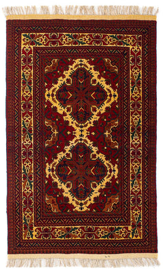 Afghan Rug - 145 x 93 cm - dark red