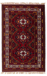 Afghan Rug - 145 x 93 cm - dark red
